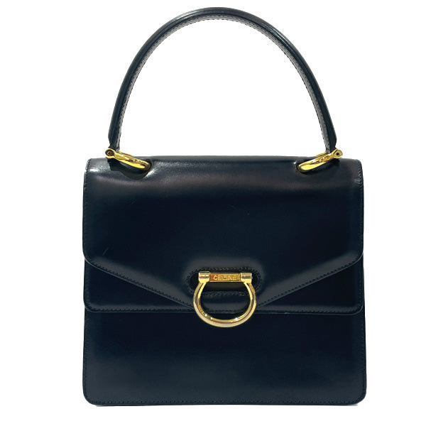 CELINE Logo Hardware Double Flap Top Handle Vintage Handbag Leather Women's [Used AB] 20240127