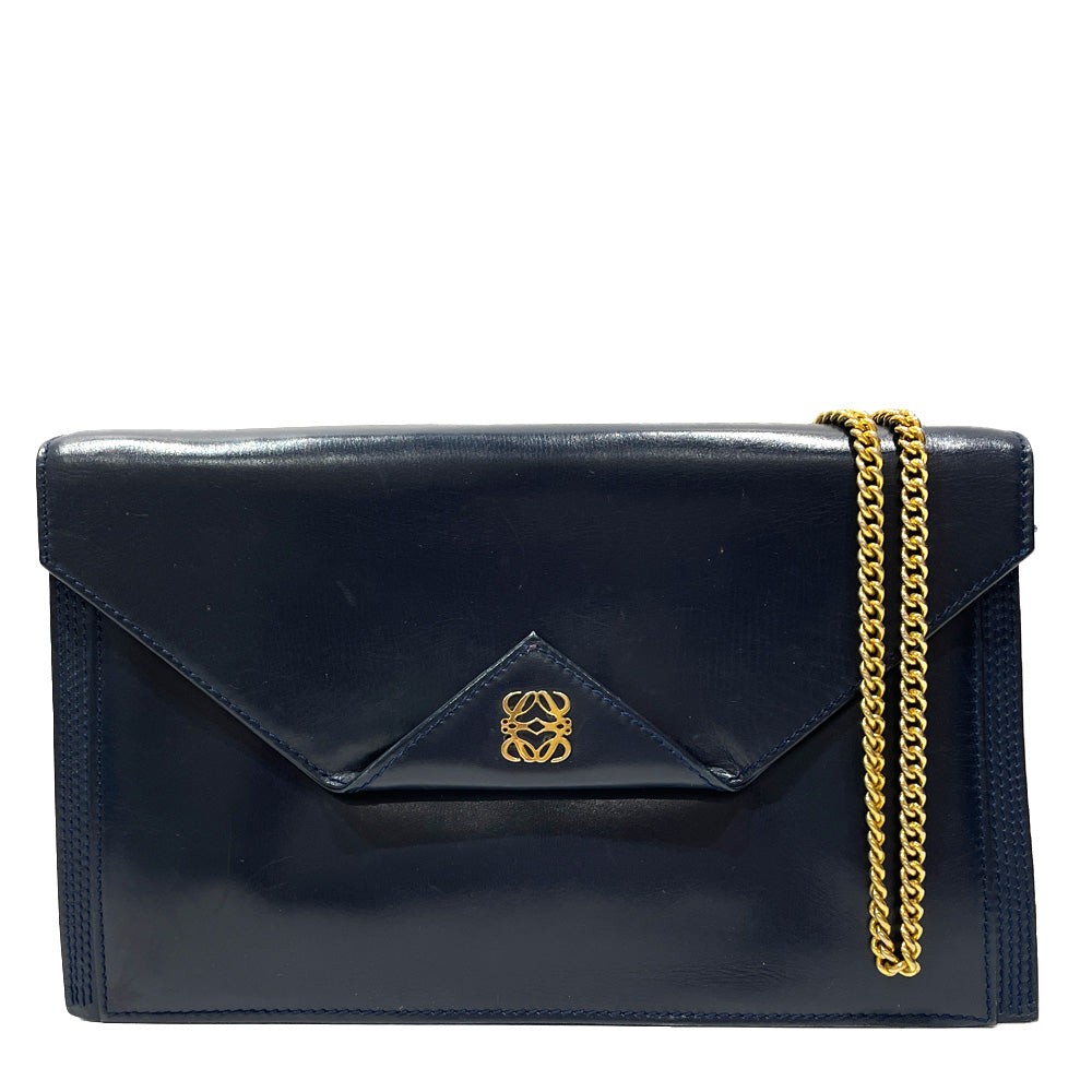 LOEWE Anagram Vintage Push-Lock Chain Shoulder Bag Leather Women's [Used B] 20240128