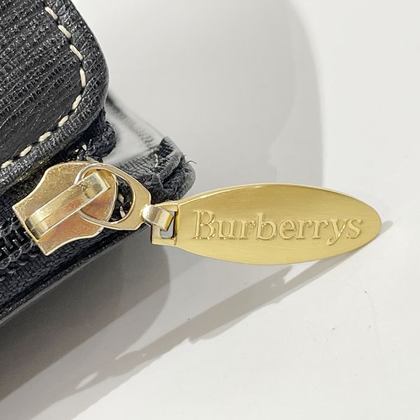 BURBERRY Logo Plate Internal Check Cylindrical Vintage Handbag Leather Women's [Used AB] 20240121