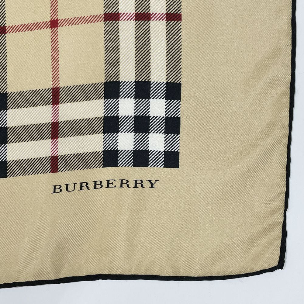 BURBERRY(バーバリー) 88×86 ノバチェック ベージュ スカーフ シルク ユニセックス【中古B】20240210