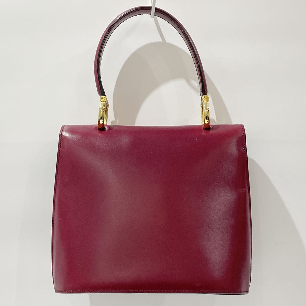 CELINE Ring Hardware Vintage Top Handle Double Flap Handbag Leather Women's [Used B] 20240211