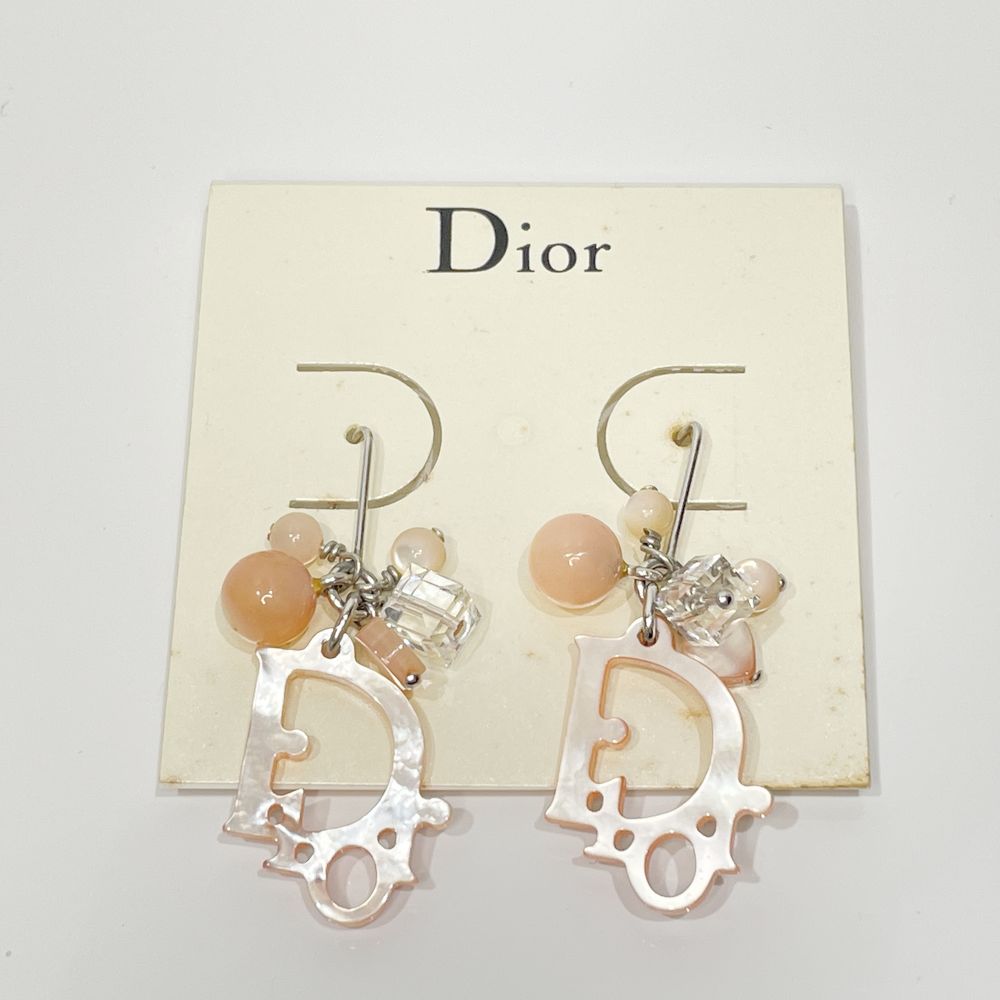 Christian Dior(クリスチャンディオール) ロゴ カラーストーン ヴィンテージ フック ピアス メタル/シェル レディース【中古AB】20240216