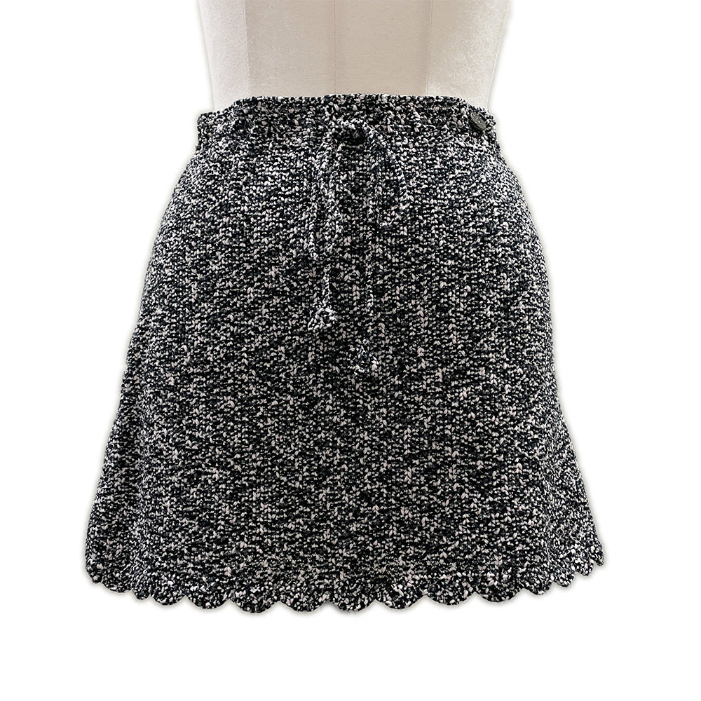 CHANEL Coco Mark Plate Tweed Design String Mini Skirt Cotton Women's [Used AB] 20240210