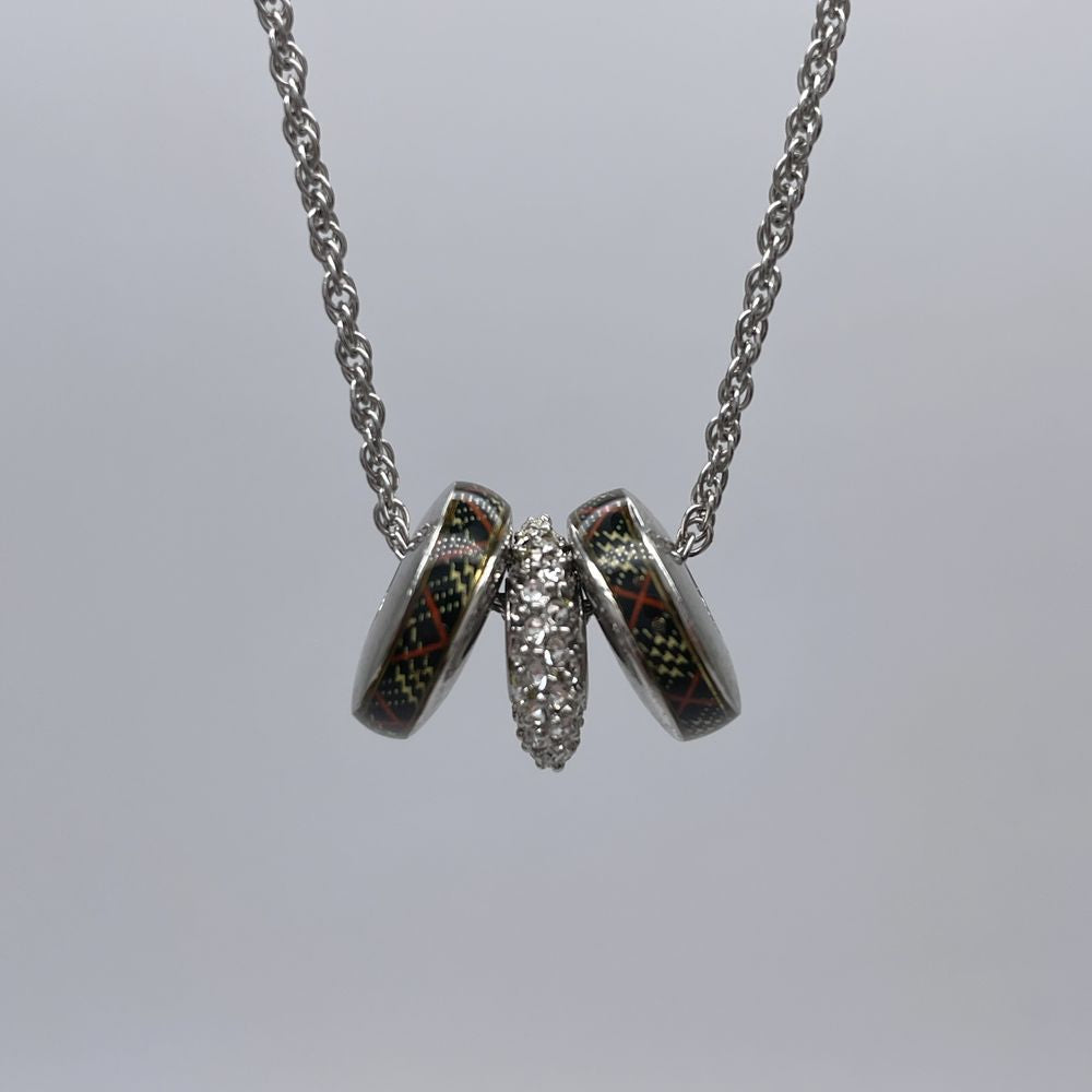 BURBERRY Round Check Vintage Necklace Metal/Rhinestone Women's [Used B] 20240225