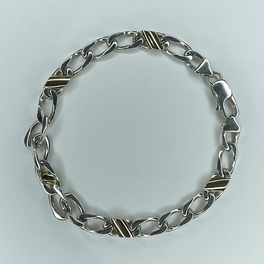 TIFFANY&amp;Co. Figaro Chain Link Vintage Vintage Bracelet Silver 925/K18 Yellow Gold Women's [Used B] 20240209