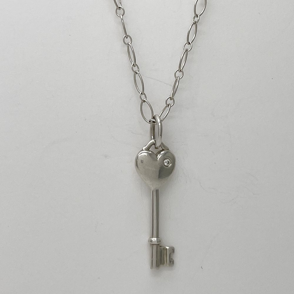 TIFFANY&amp;Co. Heart Key Mini Oval Chain Necklace Silver 925/Diamond Women's [Used B] 20240213