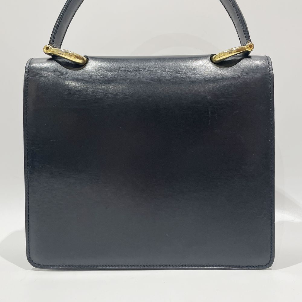 CELINE Logo Hardware Double Flap Top Handle Vintage Handbag Leather Women's [Used AB] 20240127