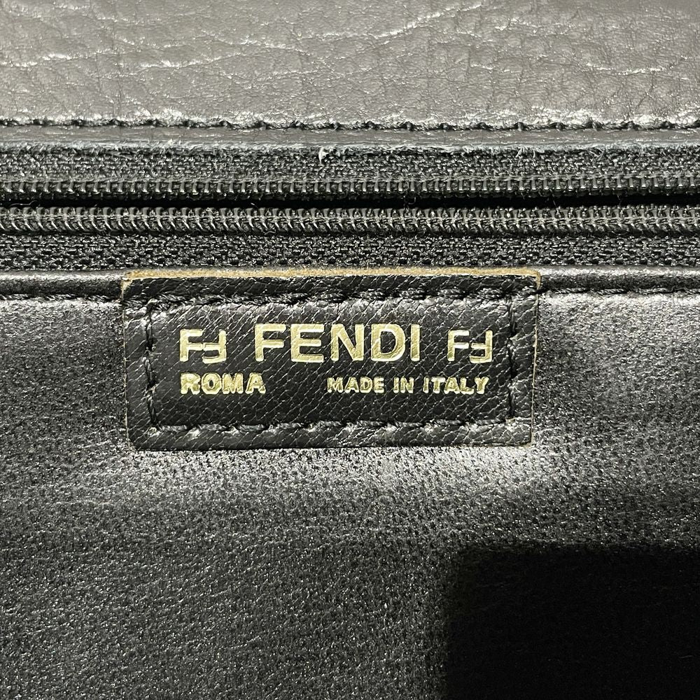 FENDI(フェンディ) FFロゴ スクエア 刺繍 ヴィンテージ 斜め掛け ショルダーバッグ レザー レディース【中古B】20240203