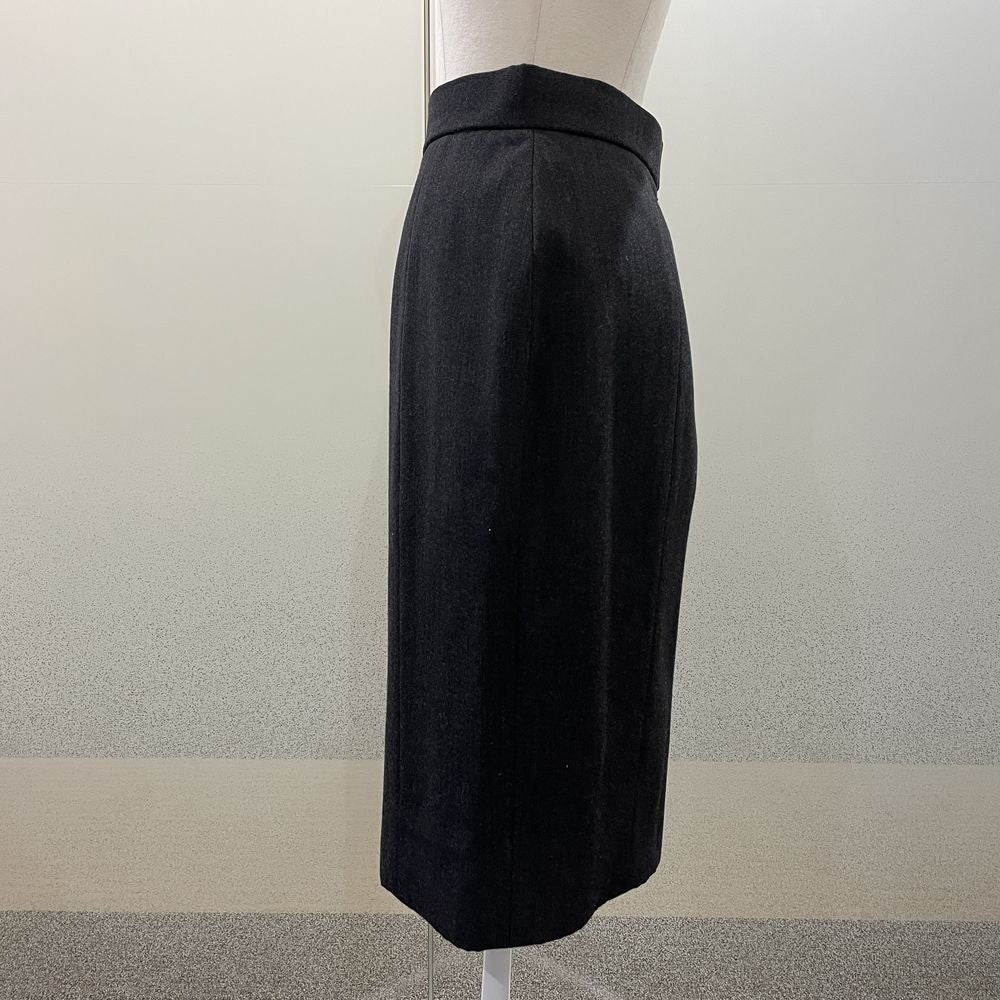 CHANEL Tight Plain Back Zip Vintage Long Skirt Wool/Silk Women's [Used AB] 20240210