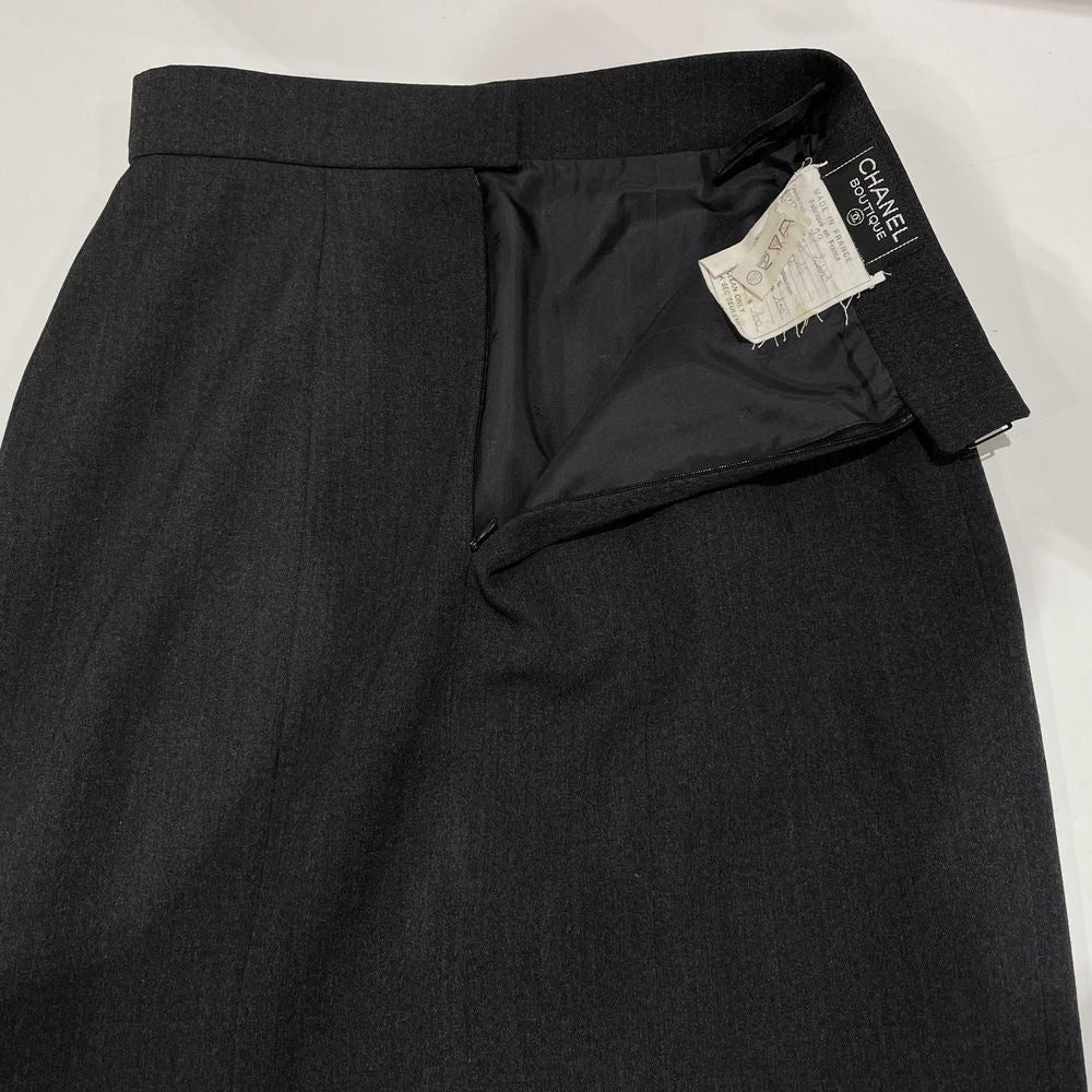 CHANEL Tight Plain Back Zip Vintage Long Skirt Wool/Silk Women's [Used AB] 20240210
