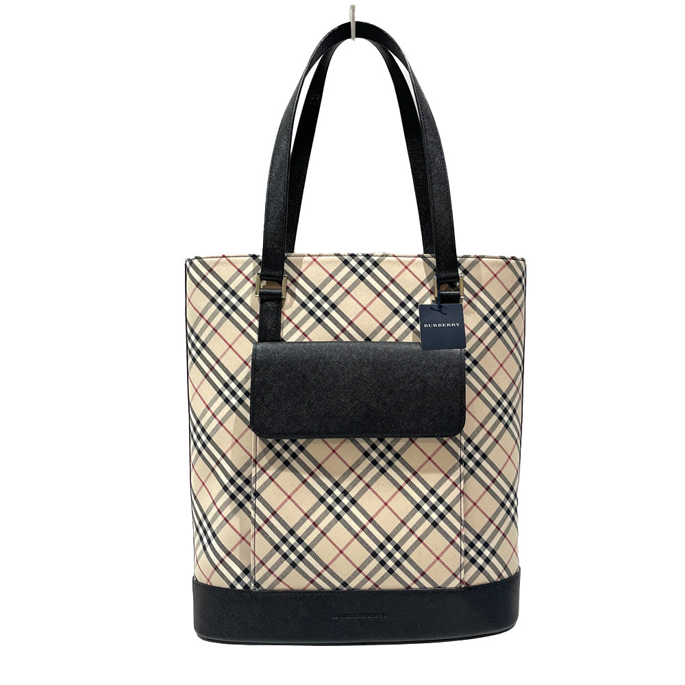 BURBERRY Logo Nova Check Pocket Handbag Canvas/Leather Women's [Used A] 20240224