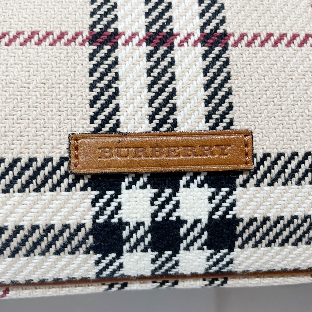 BURBERRY Check Logo Shoulder Boston Shoulder Bag Wool/Leather Women's [Used B] 20240312
