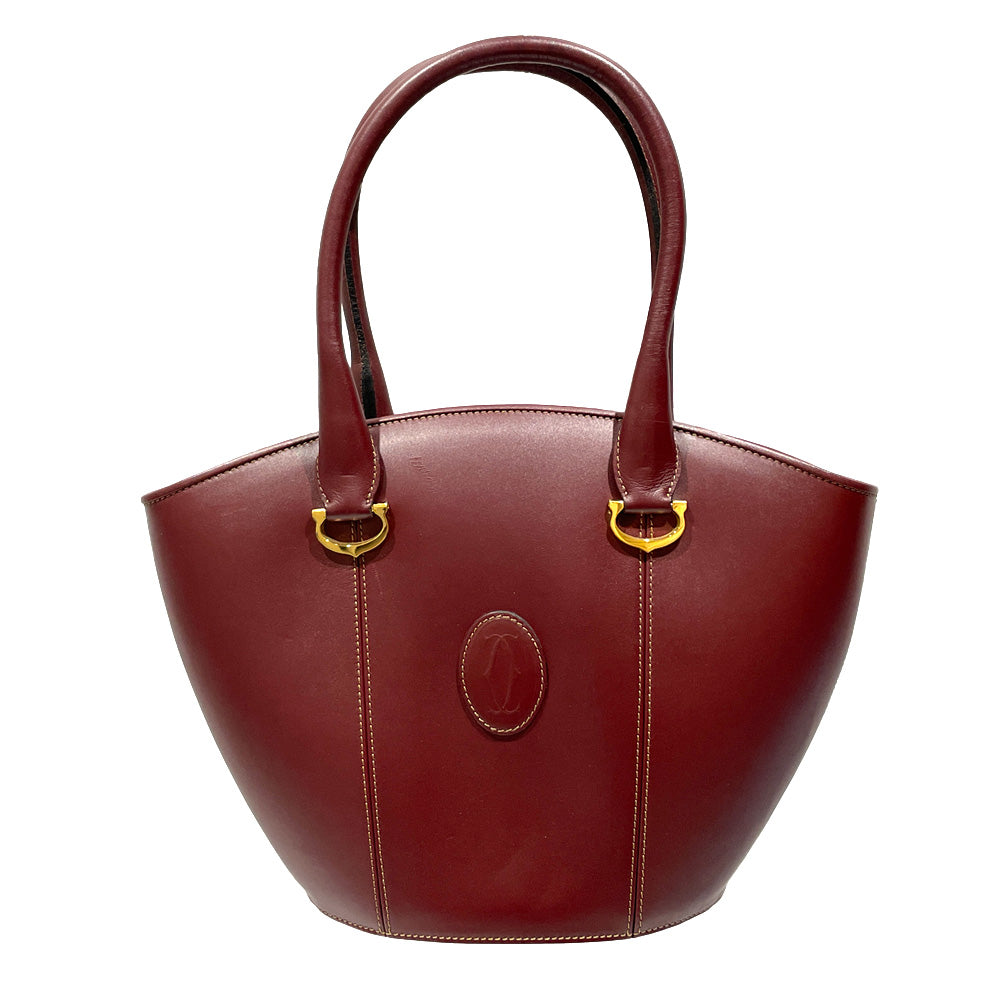 CARTIER Mastline Gold Hardware Handbag Leather Women's [Used AB] 20240210