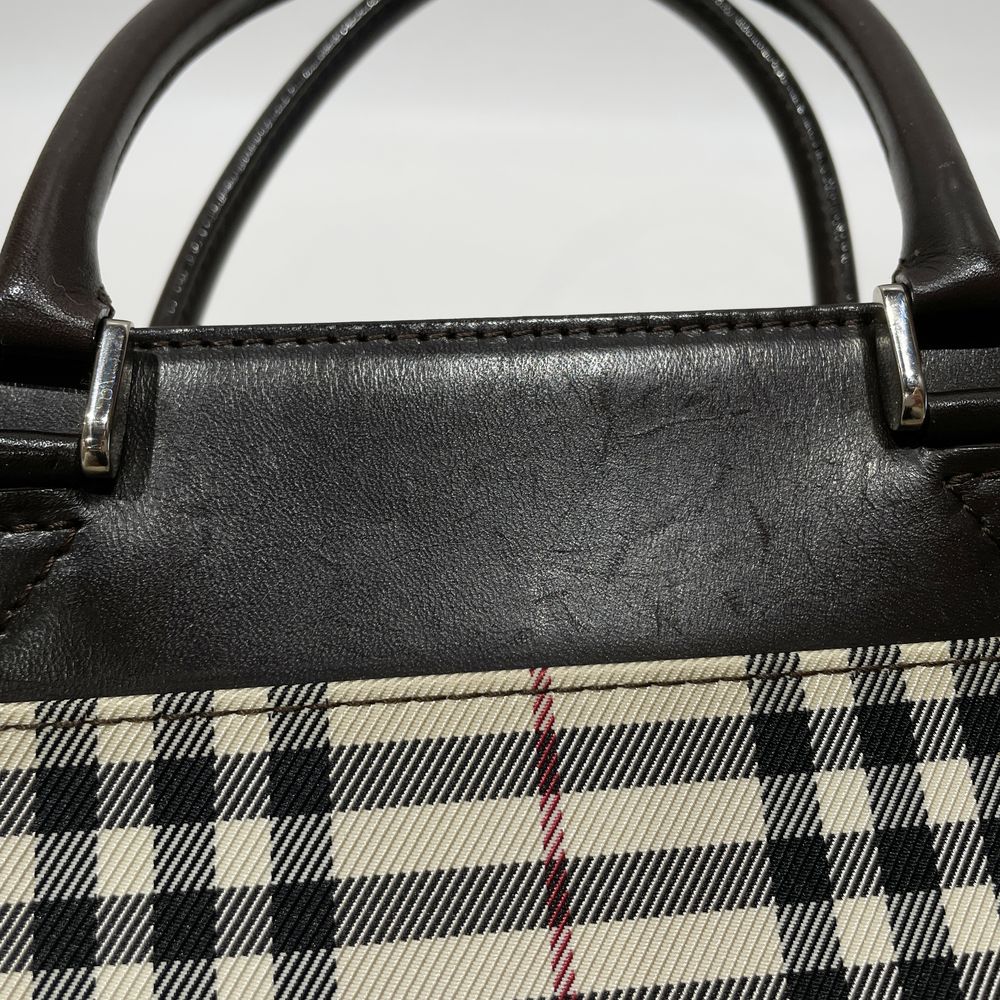 BURBERRY Logo Plate Nova Check Mini Handbag Canvas/Leather Women's [Used B] 20240224