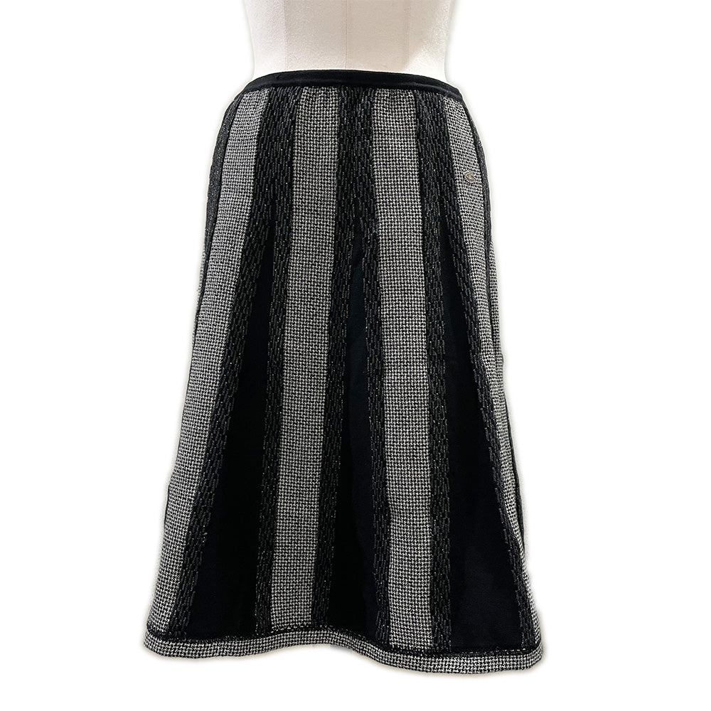 CHANEL Coco Mark Plate Houndstooth Knit Lamé Cutback 05A Skirt Wool/Polyester/Nylon Women's [Used B] 20240210