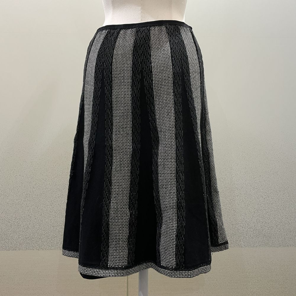 CHANEL Coco Mark Plate Houndstooth Knit Lamé Cutback 05A Skirt Wool/Polyester/Nylon Women's [Used B] 20240210