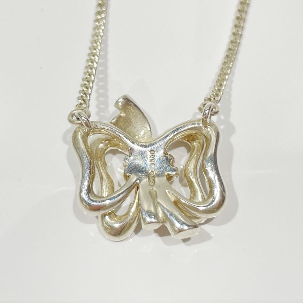 TIFFANY&amp;Co. Ribbon Motif Vintage Butterfly Necklace Silver 925 Women's [Used B] 20240220