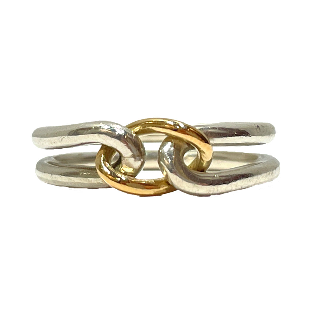 Georg Jensen Combi Chain A240 No. 14 Ring Silver 925/K18 Yellow Gold Unisex [Used B] 20240306