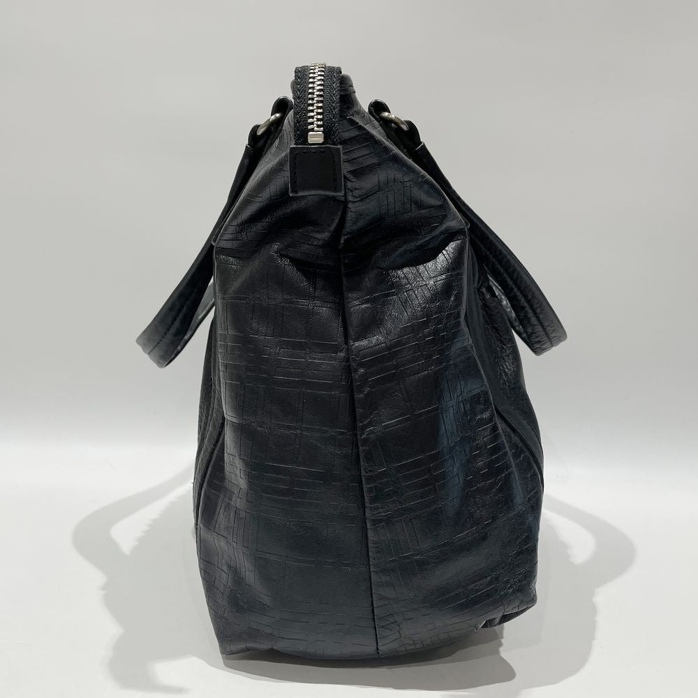 BURBERRY Logo Gathered Pocket Internal Check Handbag Leather Women's [Used B] 20240224