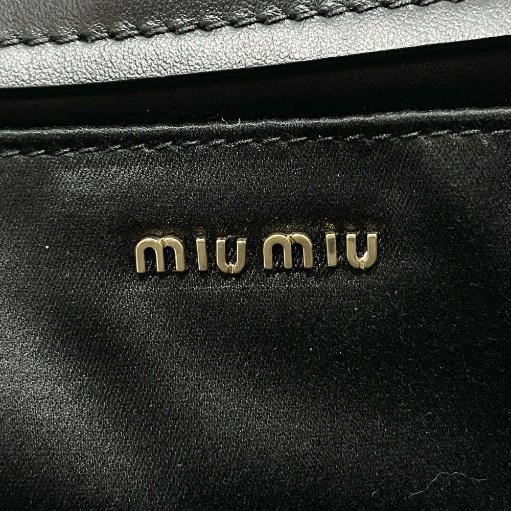 MIUMIU Embossed Logo 2WAY Chain Crossbody 5BA243 Handbag Leather Women's [Used A] 20240217