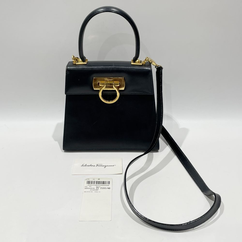 Salvatore Ferragamo Gancini Vintage 2WAY Top Handle AQ-212193 Handbag Leather Women's [Used B] 20240217
