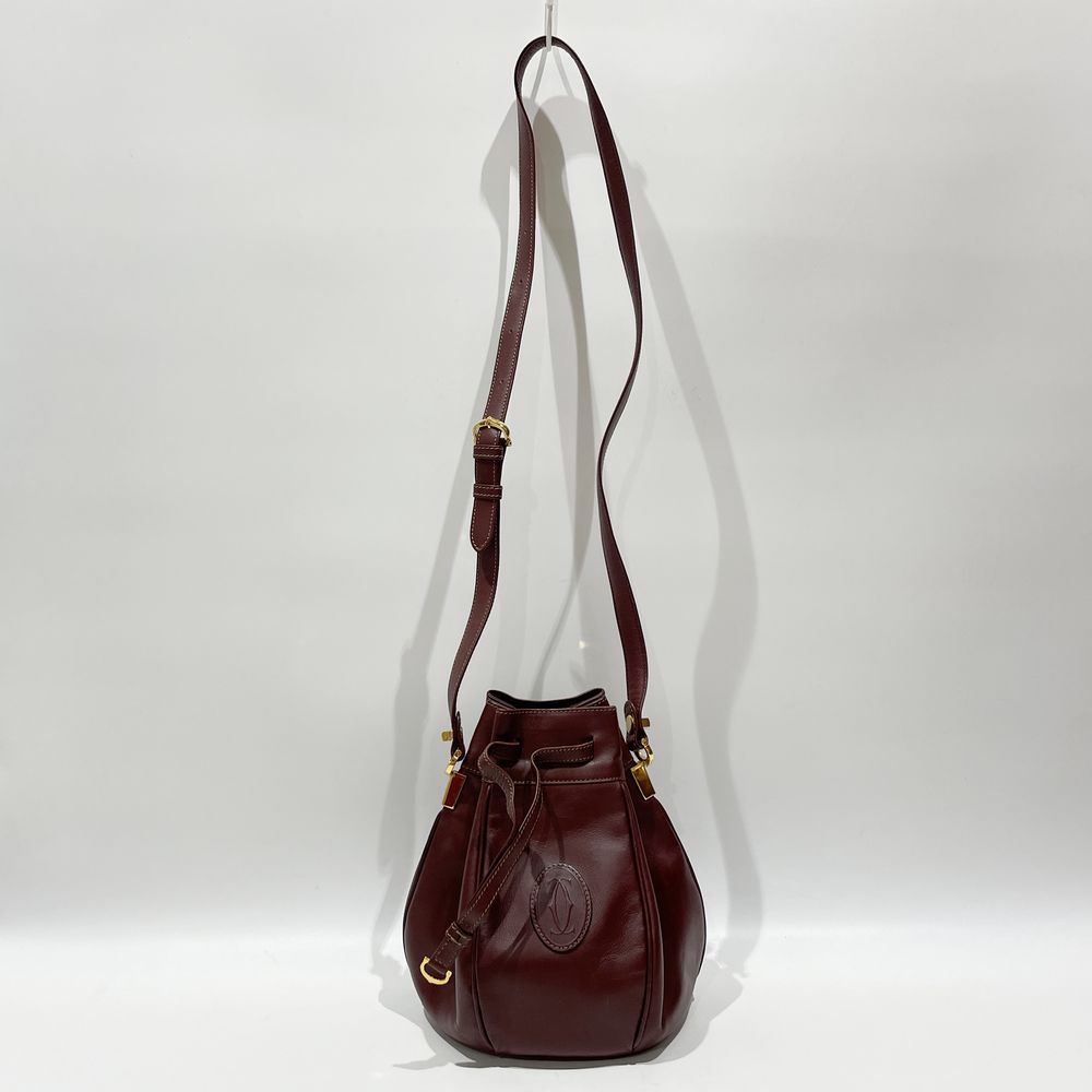 CARTIER Mastline Vintage Drawstring Crossbody Shoulder Bag Leather Women's [Used B] 20240127