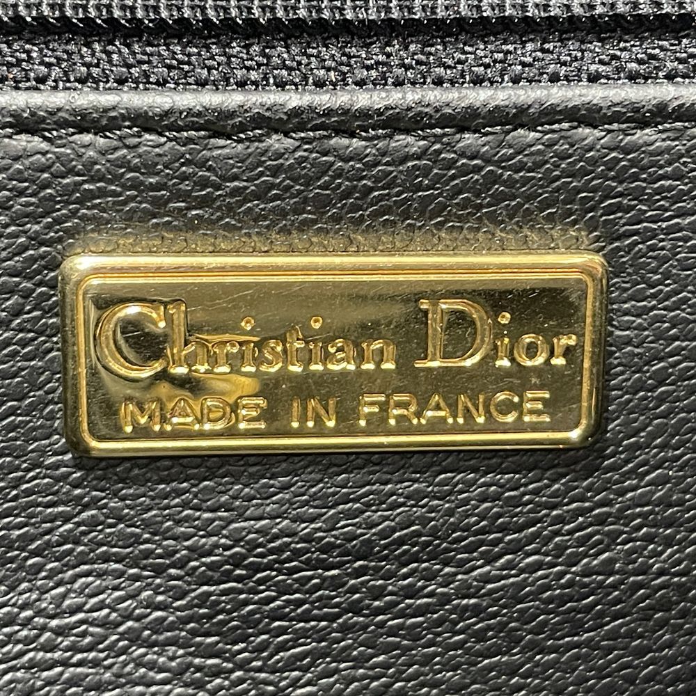 Christian Dior Logo Plate Drawstring Vintage Crossbody Shoulder Bag Leather Women's [Used B] 20240217