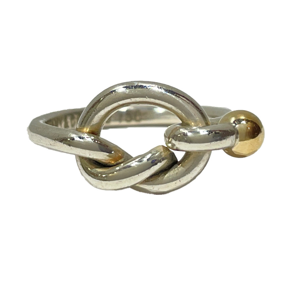 TIFFANY&amp;Co. Hook &amp; Eye Love Knot Size 8.5 Ring Silver 925/K18 Yellow Gold Women's [Used AB] 20240312