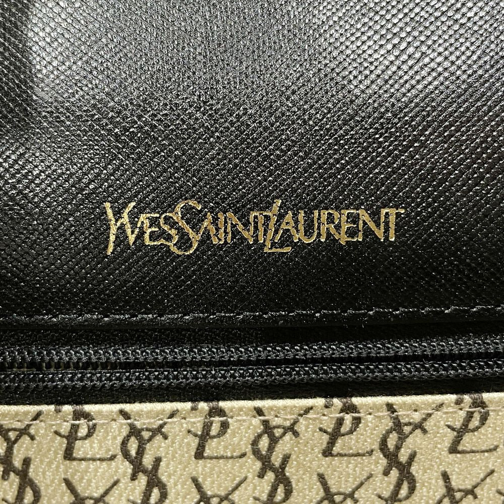 YVES SAINT LAURENT YSL Logo Square Old Vintage Clutch Bag Leather Women's [Used B] 20240224