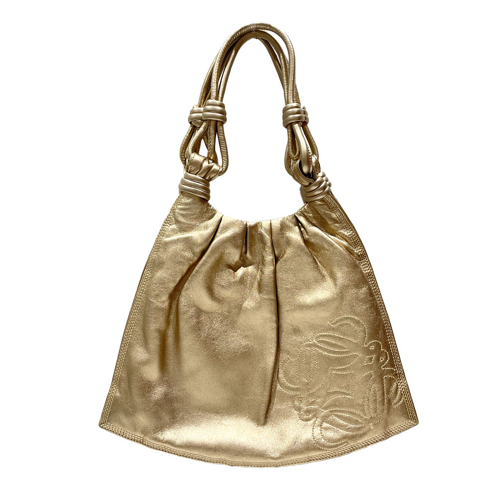 LOEWE Anagram Nappa Gathered Semi-Shoulder Vintage Handbag Leather Women's [Used B] 20240224