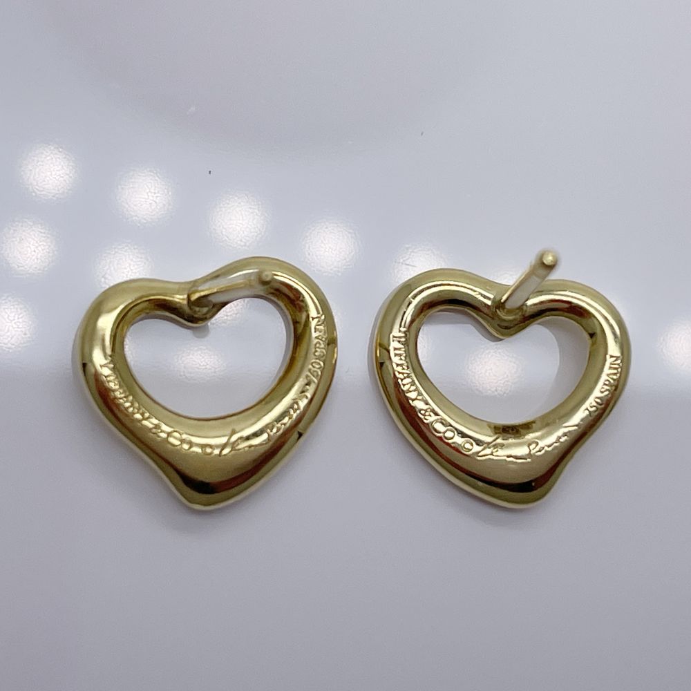 TIFFANY&amp;Co. Elsa Peretti Open Heart Earrings K18 Yellow Gold Women's [Used A] 20240308