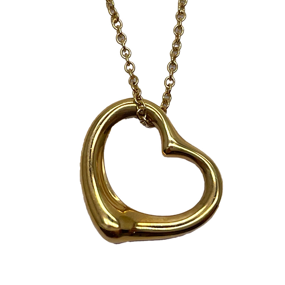 TIFFANY&amp;Co. Elsa Peretti Open Heart Necklace K18 Yellow Gold Women's [Used B] 20240308