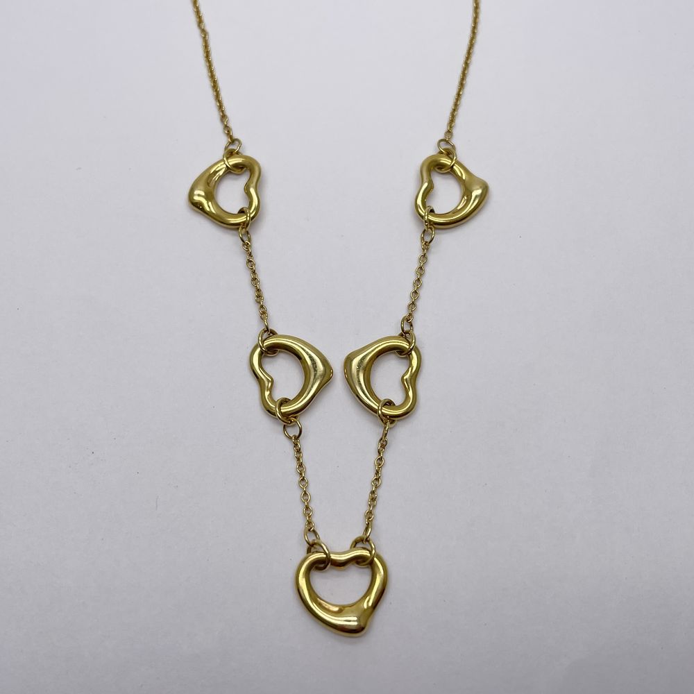 TIFFANY&amp;Co. Elsa Peretti Open Heart 5P Necklace K18 Yellow Gold Women's [Used A] 20240308