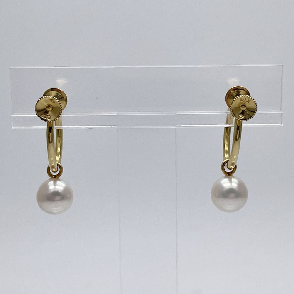 MIKIMOTO Akoya Pearl Approx. 7.2mm Earrings K18 Yellow Gold Women's [Used AB] 20240310