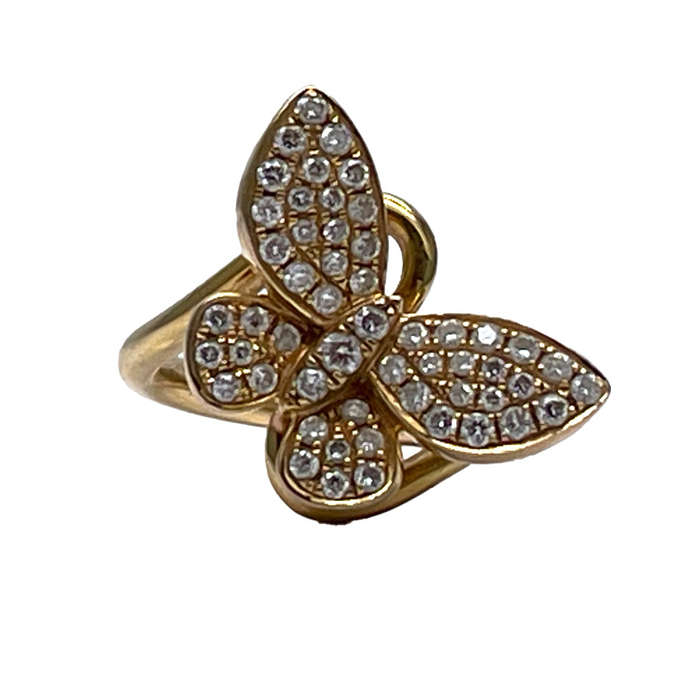 Ponte Vecchio Butterfly D0.46ct Ring K18 Yellow Gold/Diamond Women's [Used AB] 20240310