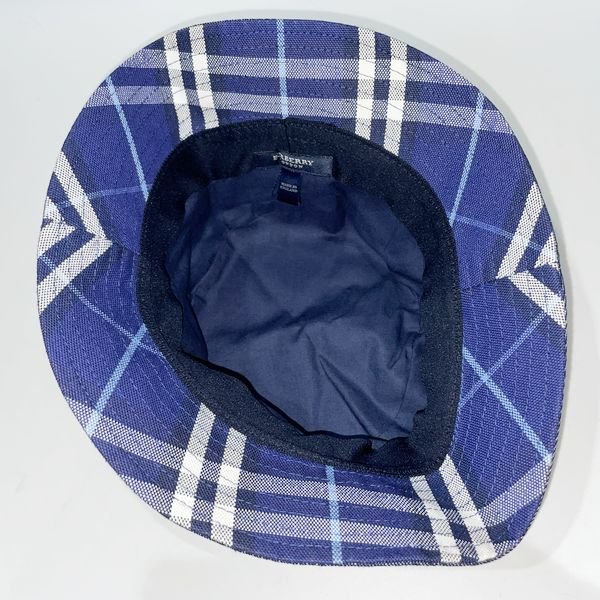 中古B/標準】BURBERRY バーバリー ロンドン チェック バケット ポケット付き レディース ハット ブルー系20435873